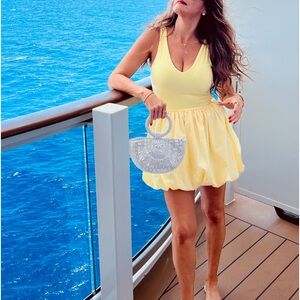 Yellow pretty little thing dress size S bubble hem